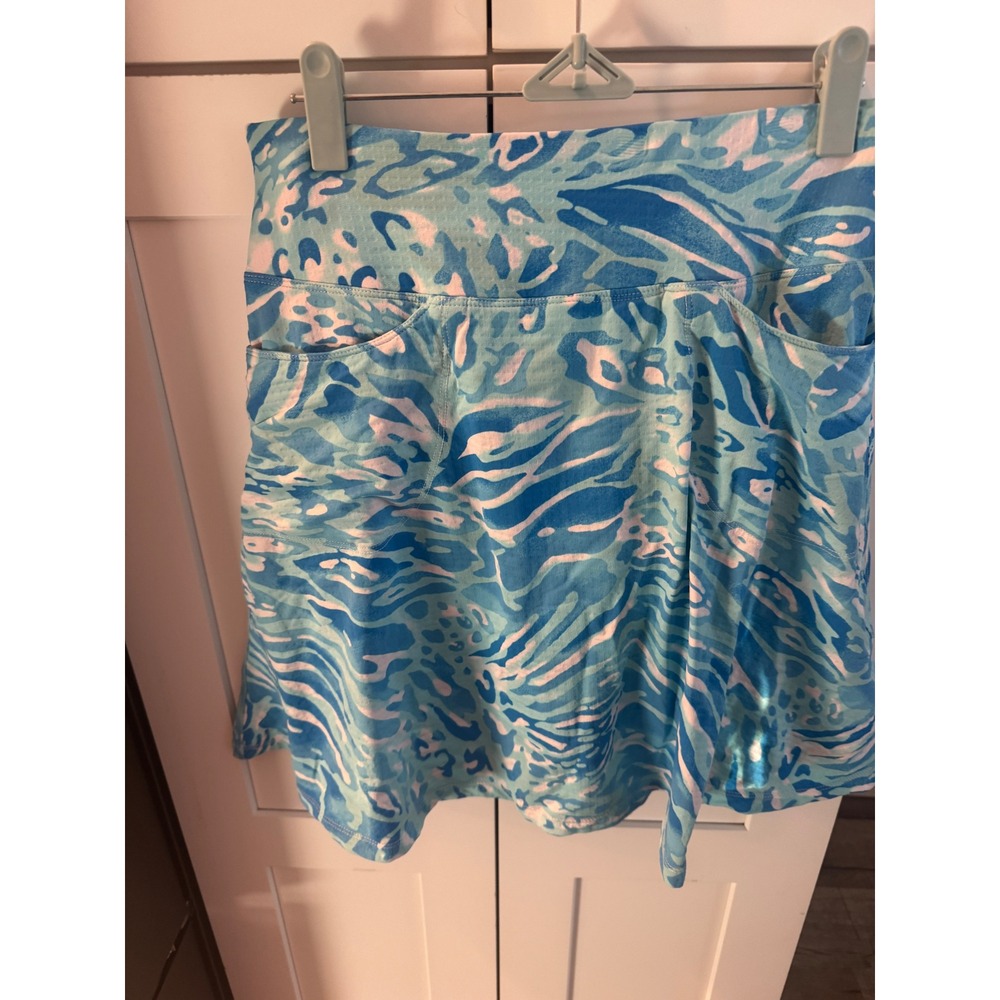 Icikuls Womens Blue Abstract Print UPF 50+ Active Golf Tennis Skort Size M